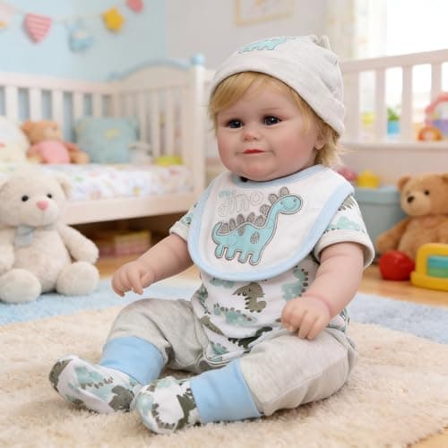 Lifelike Reborn Baby Dolls Silicone Full Body Girl, 20inch Real Baby Feeling Realistic Newborn Baby Doll Adorable Smiling Real Life Baby Dolls With Hair Gift Box For Toddler Girl Toy(Gray Hat Boy) - Thumbnail 4