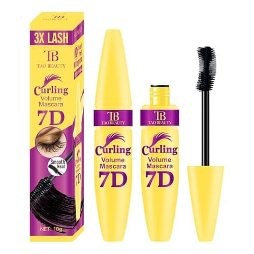 7D Fiber Lashes Waterproof Volumizing Mascara, Lengthening & Waterproof, Smudge-Resistant, Long-Lasting Formula (Black)