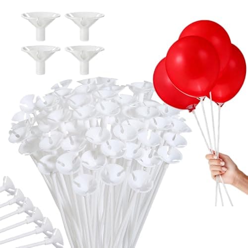 KAIQIZON Balloon Sticks - 100Pcs Balloon Stick and Cup for Decorations Birthday flower bouquet Party Wedding - Image 1