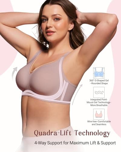 As Fairy Plus Size Wireless Bra for Women Supportive Full Coverage Bra Seamless Bralette for Daily Wear(Dusty Rose 32B) - Thumbnail 2