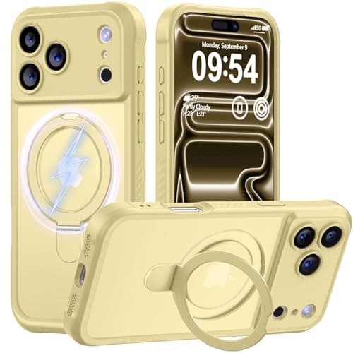 MOCCA Design for iPhone 17 Pro Max Case, Compatible with Magsafe [Premium Invisible Magnetic Ring Stand] [Military Drop Protection] Full Camera Guard Translucent Matte Slim Phone Cover,Creamy Yellow - Image 1