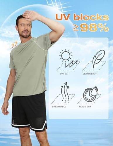 3rd hill Mens Swimming Shirts Short Sleeve UPF 50 Quick Dry Sun Protection Rash Guard Shirts for Fishing Running Neon Green XL - Thumbnail 3