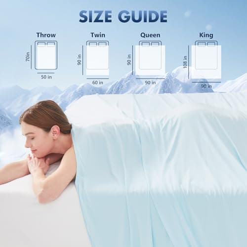 GOHERO Cooling Blanket Queen 90"x90" - Double Sided Summer Blankets for Hot Sleepers - Lightweight Soft Arc-Chill Q-Max >0.5 Blanket Absorbs Heat to Keep Cool on Warm Nights Blue - Thumbnail 6