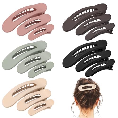 15 PCS Flat Claw Clips, 5 Colors Flat Hair Clips 3 Sizes Hair Claws for Women Girls Accessories Barrettes for thick Thin Hair, Birthday Mothers Day Gifts - Image 1