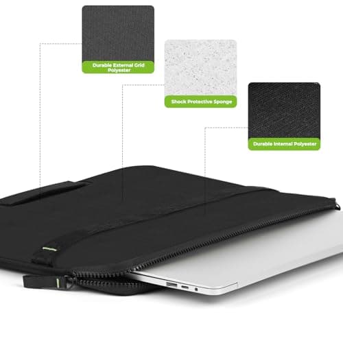 Acer Laptop Sleeve 14 inch, 13.3-14 inch Laptop Case, Shockproof Protective Laptop Briefcase, Waterproof Polyester Notebook Computer Bag for Acer HP ASUS MacBook Dell Lenovo, Black - Thumbnail 3