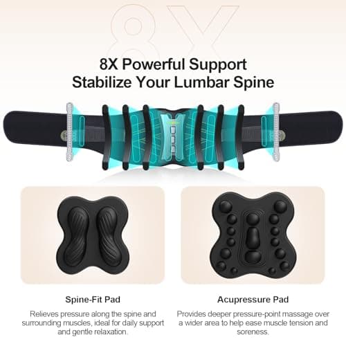 Toowfary Back Brace for Lower Back Pain Relief with 2 TPE Pads & 8X Powerful Lumbar Support Belt for Men & Women, Adjustable Support Straps for Back Pain, Herniated Disc, Sciatica, Scoliosis(X-Large) - Thumbnail 2