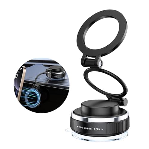 LENEZEN 2025 Upgraded Vacuum Magnetic Phone Holders for Your Car, 360° Adjustable Foldable Magsafe Suction Cup Phone Mount for iPhone [98+LBS Suction+4200gf Magnet] Car Truck Accessories for Men Women - Image 1