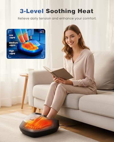 KING RELAX Shiatsu Foot Massager with Heat, 2026 Upgraded Deep Kneading & Squeeze Massage for Plantar Fasciitis, Modern Sculpted Design, Fits Up to Size 14, FSA Eligible HSA Store, Mothers Day Gifts - Thumbnail 4