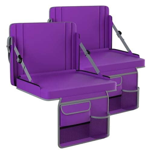 Stadium Seats with Back Support 2PACKS Adjustable Bleacher Chairs with Back and Cushion Bleacher Seat with Cup Holder, Carry Handle & Shoulder Strap for Outdoor Sports Events, Picnics,Large Purple - Image 1
