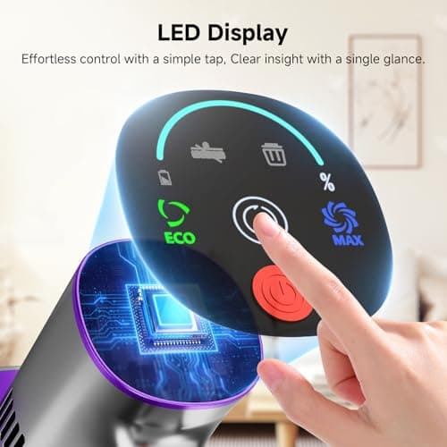 Clinkal Cordless Stick Vacuum Cleaner, 40Kpa Powerful Suction Vacuum Cleaner with LED Headlight, Detachable Battery, 8-in-1 Lightweight Handheld Vacuums for Pet Hair Carpet and Hardwood Floor, Purple - Thumbnail 5