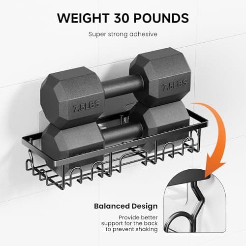 Shower Caddy, 3 Pack Shower Shelves for Inside Bathroom, Rustproof Adhesive Bathroom Organizer with Soap Holder, No Drilling Washroom Organizers and Storage for Bathtub Room/Kitchen/Home, Black - Thumbnail 5