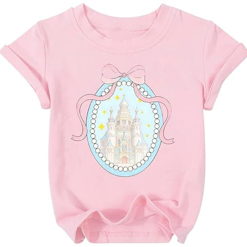 Magical Shirt for Girls Magic Kingdom Graphic Tshirt Cute Family Vacation Kids Short Sleeve Tops Pink - Image 1