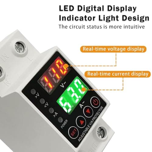 63A Smart Voltage Protector, Adjustable Over Voltage & Low Voltage Cut Off, LCD Screen, Delay Time Setting, Voltage Output Stabilizer for Home Office Appliance, DIN Rail Mountable - Thumbnail 4