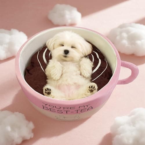 MOYMO Cute Cat Beds Kitten Beds, Soft Small Dog Beds, Washable Pet Beds for Puppy and Kitty, Funny Coffee Cup Shape, 20 Inch - Thumbnail 6