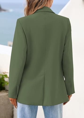 Lazysmile Blazers for Women Business Casual Long Sleeve Lapel Open Front Suit Jacket Office Work Clothes with Pockets Army Green - Thumbnail 2