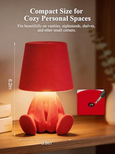 ytydo Human-Shaped Rechargeable Table Lamp: Flocked Texture - Softer Look & Warmer Presence for Holiday Mood and Accent Corners - Dimmable 3 Color Temps - Thumbnail 3