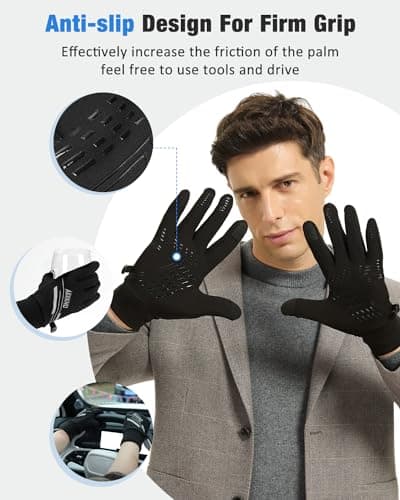 Aegend Lightweight Thin Running Gloves Touchscreen Anti-Slip Windproof Warm Finger Dexterity Gloves Liners Women Men Cycling Driving Texting Sports Working Activities Winter Spring Fall - Thumbnail 3