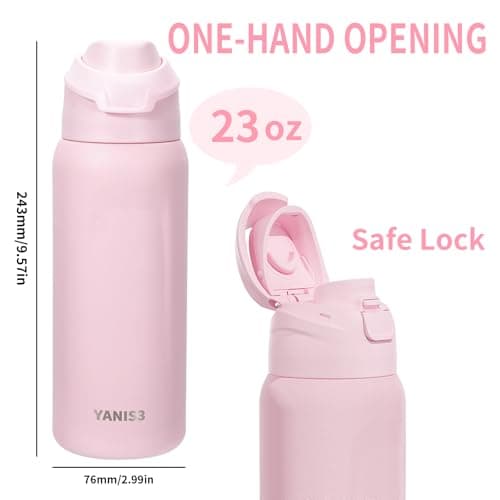 23 oz Vacuum Insulated Thermo Sport Cup, Double-Wall Stainless Steel Car Cup with Leakproof Lid, Sweat-Proof Travel Mug for Office Commute, Workouts, Campus Life and Outdoor Adventures (Pink) - Thumbnail 2