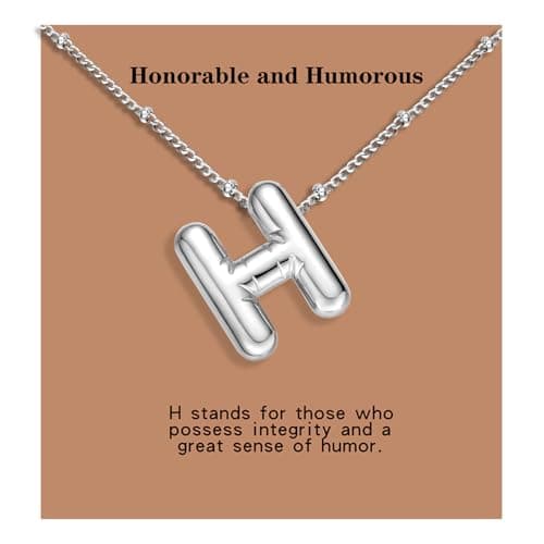 BOLAGTIER Chuncky Bubble Letter Necklace Trendy Jewelry Gift (H, Silver)