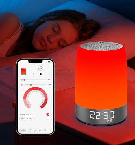 Anweller Smart Red Light Therapy Sleep Device White Noise Sound Machine with 5-Level Red Night Light (620–690nm) 32 White Noise Smart App Control Timer & Wake-Up Alarm Clock - Image 1