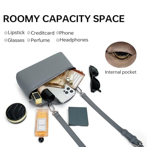 Kiss Sea Small Handbags for Women Top Handle Bag with Adjustable Shoulder Strap Crossbody Bags for Women Grey - Thumbnail 5