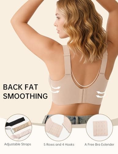 REALWILL Womens Wireless Jelly Bra No Underwire Seamless Push Up Supportive Full Coverage Soft Comfort Everyday T-Shirt Bra Nude M - Thumbnail 4