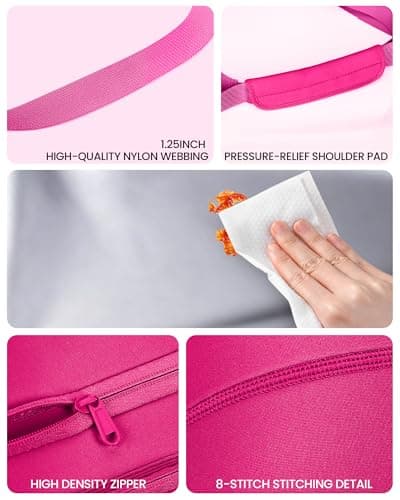 Sports Rabbit Extra Large Neoprene Lunch Bags for Women – 2-in-1 Insulated Tote with 15.6" Laptop Sleeve – Fashionable, Washable Leakproof Cooler Purse & Ideal Gift for Nurses, Teachers (Rose Red) - Thumbnail 4