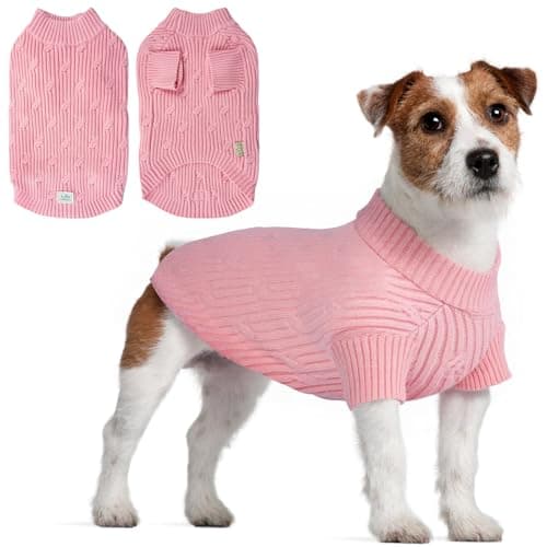 On The Roll Pullover Pet Sweater,Round Collar Dog Sweater,Sweater for Dogs Boys and Girls,Pet Clothing,Knitted Pet Clothes,Dog Sweaters,Fits for Different Kinds,for Spring,Autumn and Winter(Pink M)