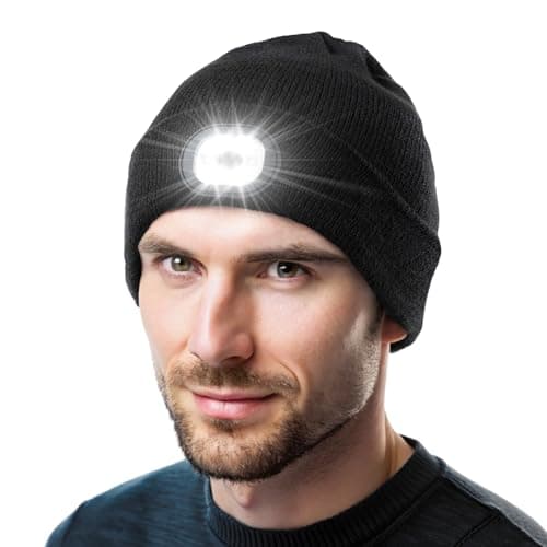 ZOOI Gifts for Men Dad, LED Beanie Hat with Light, Mens Dad Gifts for Mens Who Want Nothing, Fathers Day Mens Gifts for Him Dad, Toque with Light, Cool Gadgets Stuff