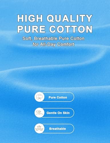 Cotrasen Long Sleeve Shirts for Men Cotton Crew Neck Pocket T Shirts for Men Breathable Moisture Wicking Tee Shirts Azure XL - Thumbnail 6