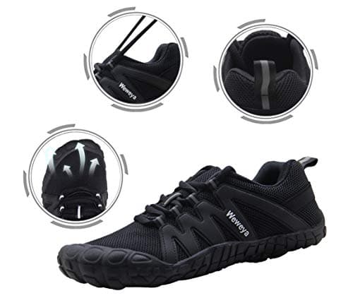 Weweya Women's Minimalist Shoes Barefoot Gym Workout Shoes Trail Running Shoes Jogging Indoor Treadmill Fitness Comfortable Black US Size 7 7.5 - Thumbnail 2