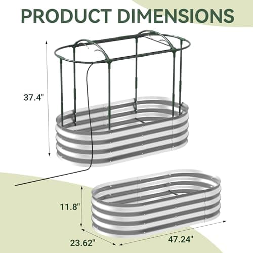 Lineware Raised Garden Bed with Sprinkler Timer and Self-Watering System, 4x2x1 ft Elevated Planter Boxes Outdoor with Mesh Cover, Galvanized Raised Beds for,Vegetables,Flowers, Backyard, Patio - Thumbnail 6