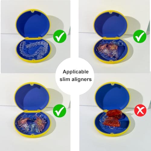 Maoerdental 2PCS Retainer Case Compatible with Invisalign,Cute Slim Aligner Case,Customized Magnetic Closure Orthodontic Retainer Cases (2 Pack Yellow + Navy Blue Silicone) - Thumbnail 6