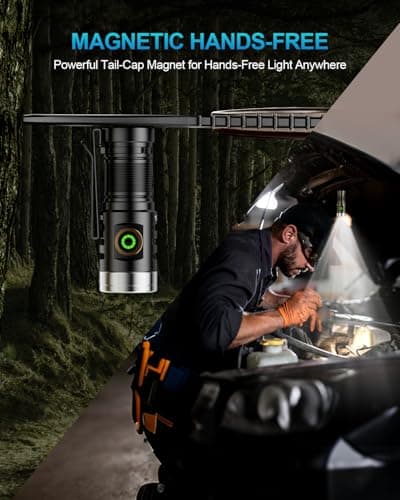 VOLISABER EDC Rechargeable Handheld Flashlight, 1600 Lumens Mini LED Powerful Super Bright 5 Modes Pocket Flashlights with Magnet and Two-Way Clip for Camping, Outdoor, Emergency - Thumbnail 3