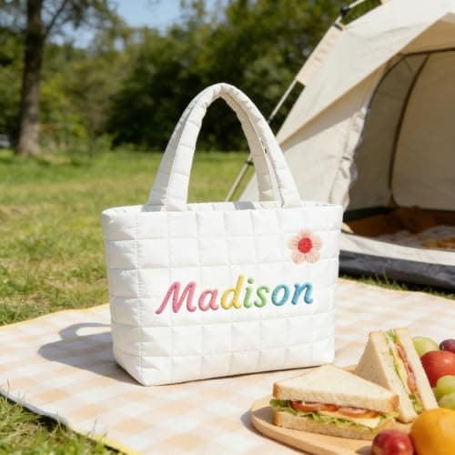 Mother's Day Personalized DIY Down Travel Bag. Quilted shoulder bag, customizable with names and cute expressions. A thoughtful gift for your best friend, loved ones, or your mom this Mother's Day. - Thumbnail 4