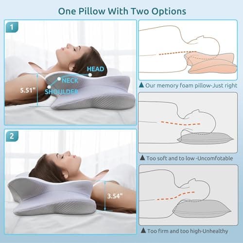 DONAMA Cervical Pillow for Neck and Shoulder,Contour Memory Foam Pillow,Ergonomic Neck Support Pillow for Side Back Stomach Sleepers with Pillowcase - Thumbnail 5