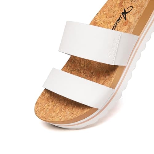 Athlefit Women's Sandals, Soft Cushion Footbed Platform Slides with Arch Support, and 2 Straps for Women (6.5,White) - Thumbnail 5