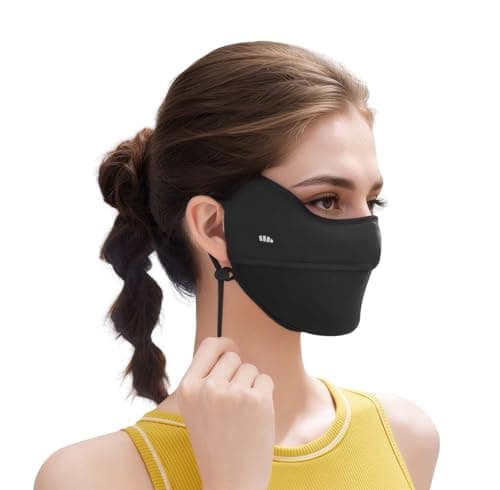 BENEUNDER UV Sun Protection Face Cover/Neck Gaiter Scarf UPF50+ Breathable Cooling for Summer Outdoor Activities Reusable, Black for Face - Image 1
