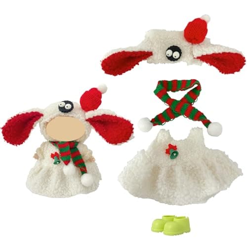 Ezcora 5 Pack Christmas Doll Clothes Set for 17cm Doll – Santa, Reindeer, Snowman Costumes with Shoes, Scarves & Glasses Accessories, (No Dolls) (Christmas Outfit) - Thumbnail 5