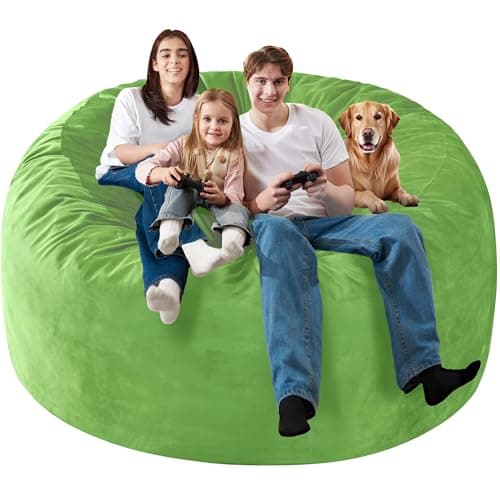 Homguava 6 FT Bean Bag Chair: 6' Bean Bags with Memory Foam Filled, Large Beanbag Chairs Soft Sofa with Dutch Velvet Cover-Lime - Thumbnail 4