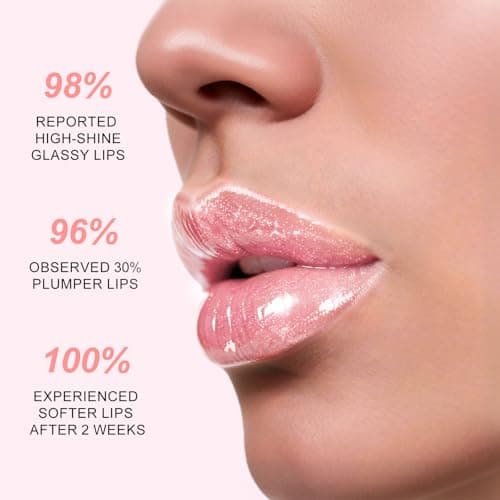 HECI BEAUTY Glitter Lip Gloss, Hydrating High Shine Lipgloss for Women, Non-Sticky Plumping Lip Oil with Vitamin E, Long Lasting Shimmer Finish for Daily Makeup, Candy Pink 0.21 fl oz - Thumbnail 4