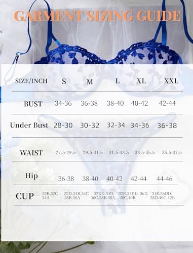 Avidlove Lingerie Sets for Women Sexy Matching Bra and Panty Sets Push Up Underwear Royal Blue S - Thumbnail 6
