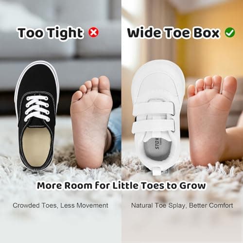 STQ KIDS Toddler Boy Shoes Wide Toe Box Lightweight Boy Sneakers Non-Slip Zero Drop School Kids Walking Running Tennis Shoe White Toddler 9 - Thumbnail 4