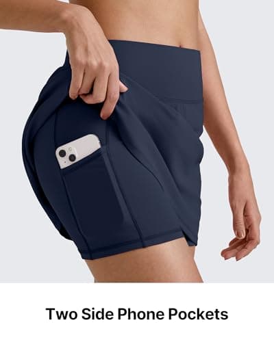 G4Free Skirts for Women Trendy Summer Soft Tennis Skorts with Pockets Ladies Elastic High Waisted Golf Athletic Lounge Skirt Inner Shorts(Dark Navy,S) - Thumbnail 5