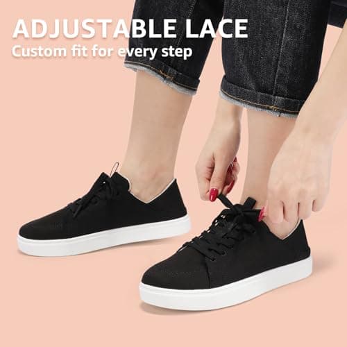 STQ Womens Slip on Sneakers Business Casual Shoes Women Tennis Shoe Orthopedic Travel Work Office Plantar Fasciitis Daily Wear Lightweight Comfortable Black Size 9 - Thumbnail 6