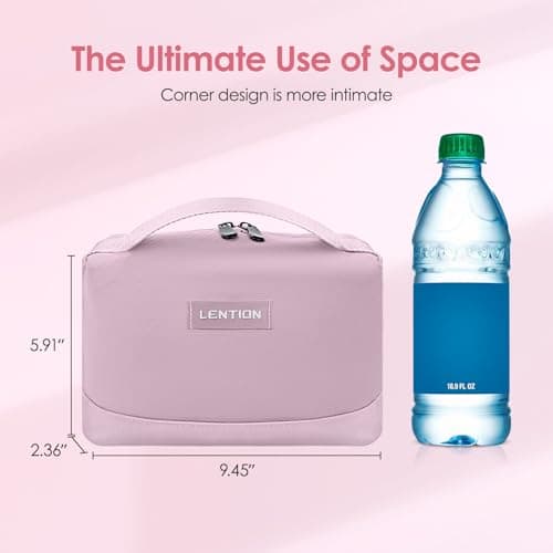 LENTION Premium Electronics Organizer Case with Handle, Large Multi-Compartment Travel Tech Bag for Tablet, Chargers, Cables, AirPods & Toiletries, Waterproof Travel Accessory Organizer (M372 Pink) - Thumbnail 2