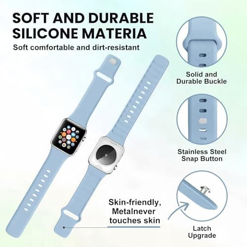 12 Pack Sport Bands Compatible with Apple Watch Band 38mm 40mm 41mm 42mm 44mm 45mm 46mm 49mm for Women Men,Soft Wristband Silicone Strap for iWatch Bands Series 11 10 9 8 7 6 5 4 3 2 1 Ultra SE - Thumbnail 2