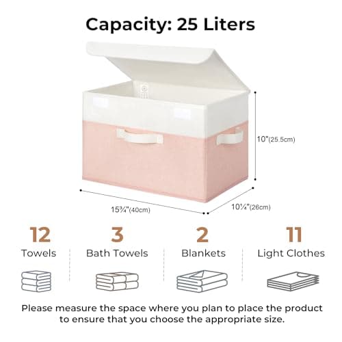 GRANNY SAYS Storage Baskets with Lids, Decorative Storage Boxes, Clothes Storage Bins for Closet, Foldable Storage Organizers, Pink, 2-Pack - Thumbnail 5