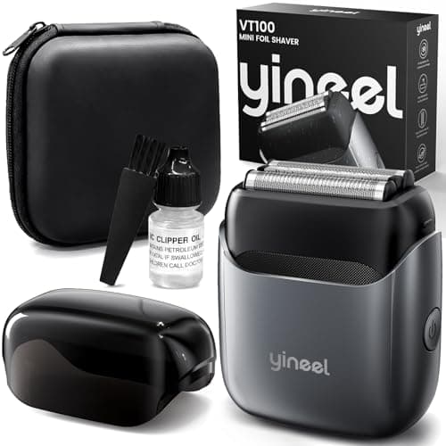 Yineel VT100 Electric Foil Shaver for Men, Pocket-Sized with Case, Sleek Portable Mini Electric Razor, 90mins Runtime, 3 Floating Blades, Travel-Friendly, IPX7 Waterproof, Gifts for Men