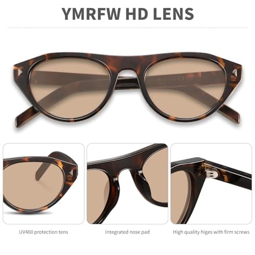 YMRFW Retro Oval Sunglasses for Women Men Trendy Small Cateye Narrow Round Shades UV Protection - Thumbnail 5